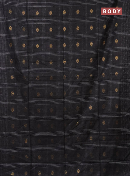 Semi bamboo saree elephant grey with allover thread weaves & zari buttas and woven border