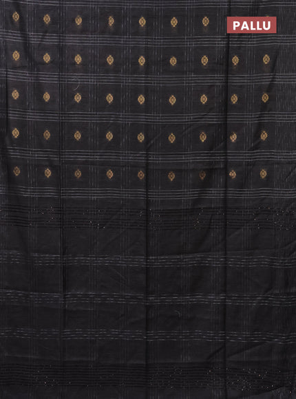 Semi bamboo saree elephant grey with allover thread weaves & zari buttas and woven border