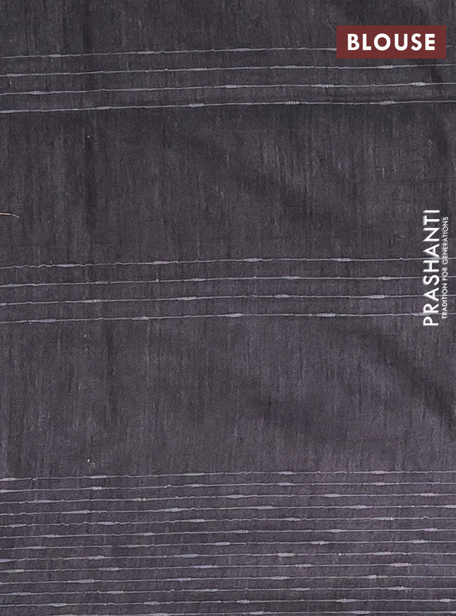 Semi bamboo saree elephant grey with allover thread weaves & zari buttas and woven border