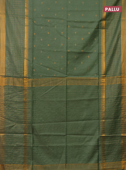 Semi bamboo saree pastel green with zari woven buttas and long zari checked border