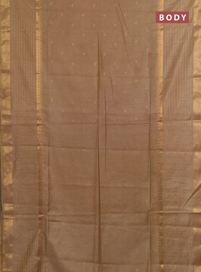 Semi bamboo saree sandal with zari woven buttas and long zari checked border