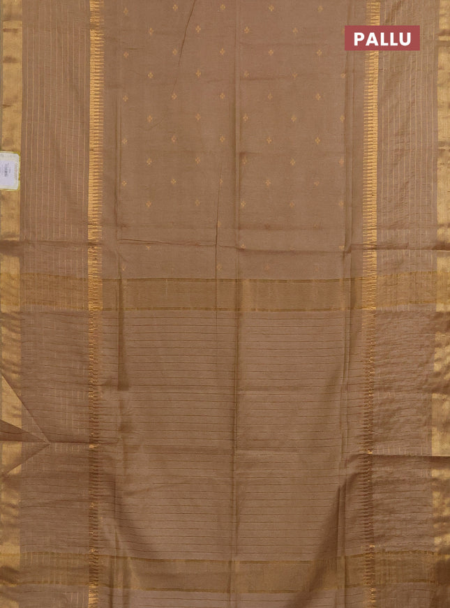 Semi bamboo saree sandal with zari woven buttas and long zari checked border