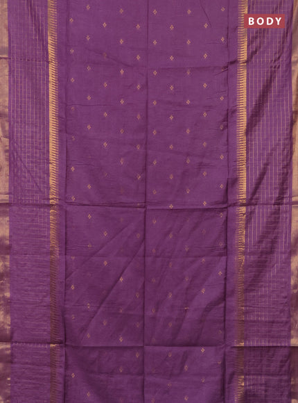 Semi bamboo saree purple with zari woven buttas and long zari checked border