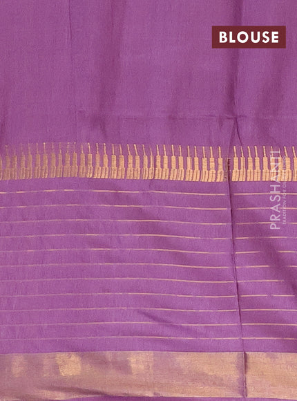 Semi bamboo saree purple with zari woven buttas and long zari checked border