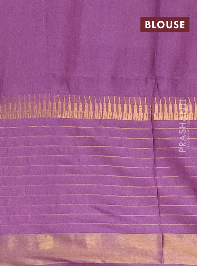 Semi bamboo saree purple with zari woven buttas and long zari checked border