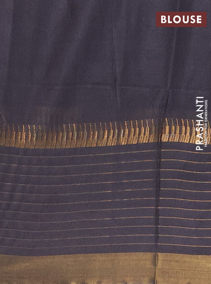 Semi bamboo saree elephant grey with zari woven buttas and long zari checked border