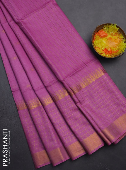 Semi bamboo saree light pink with zari woven buttas and long zari checked border