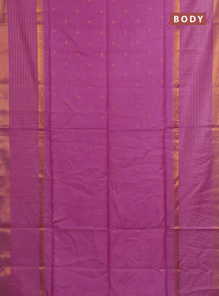 Semi bamboo saree light pink with zari woven buttas and long zari checked border