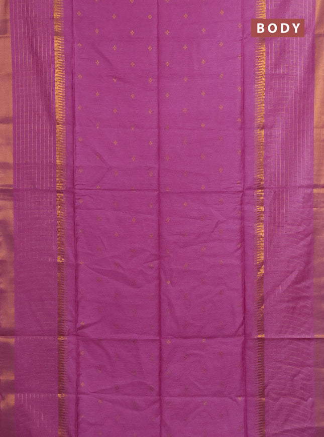 Semi bamboo saree light pink with zari woven buttas and long zari checked border