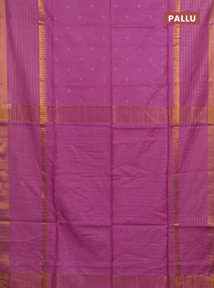 Semi bamboo saree light pink with zari woven buttas and long zari checked border