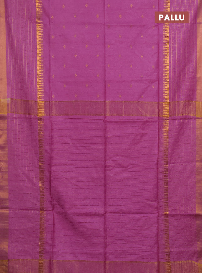 Semi bamboo saree light pink with zari woven buttas and long zari checked border