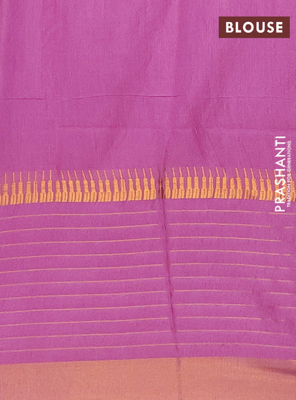 Semi bamboo saree light pink with zari woven buttas and long zari checked border