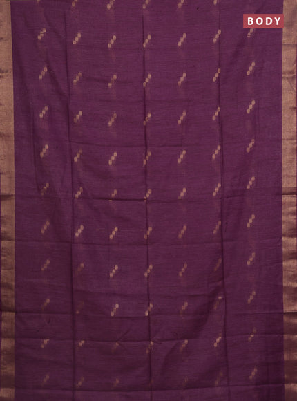 Semi bamboo saree purple with zari woven buttas and zari woven border