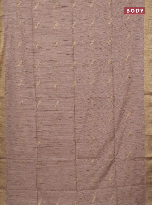 Semi bamboo saree beige with zari woven buttas and zari woven border