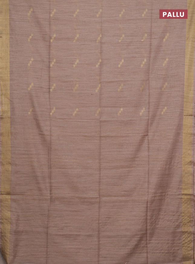 Semi bamboo saree beige with zari woven buttas and zari woven border