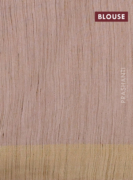 Semi bamboo saree beige with zari woven buttas and zari woven border