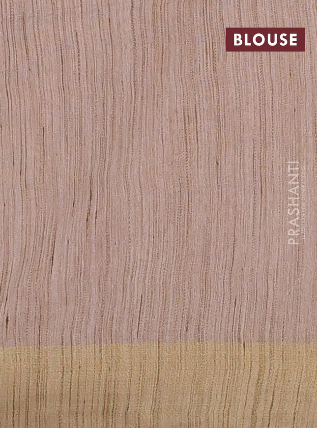 Semi bamboo saree beige with zari woven buttas and zari woven border