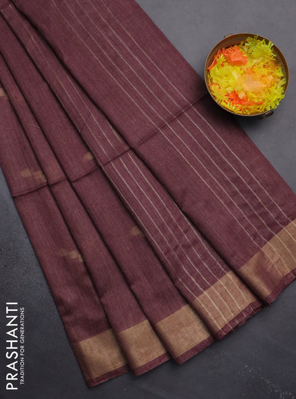 Semi bamboo saree deep maroon with zari woven buttas and zari woven border