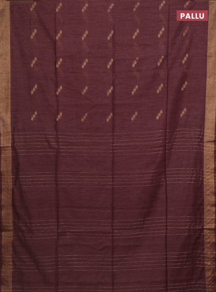 Semi bamboo saree deep maroon with zari woven buttas and zari woven border