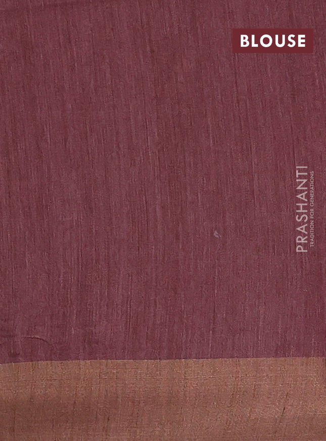 Semi bamboo saree deep maroon with zari woven buttas and zari woven border