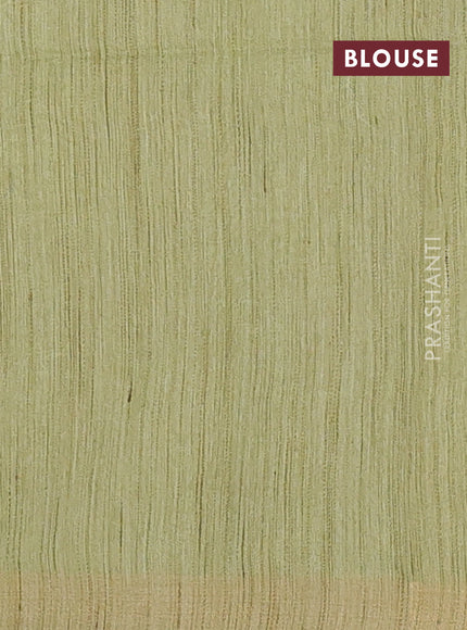 Semi bamboo saree pista green with zari woven buttas and zari woven border