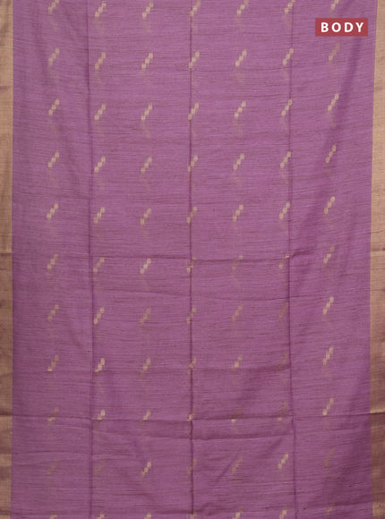 Semi bamboo saree lavender with zari woven buttas and zari woven border