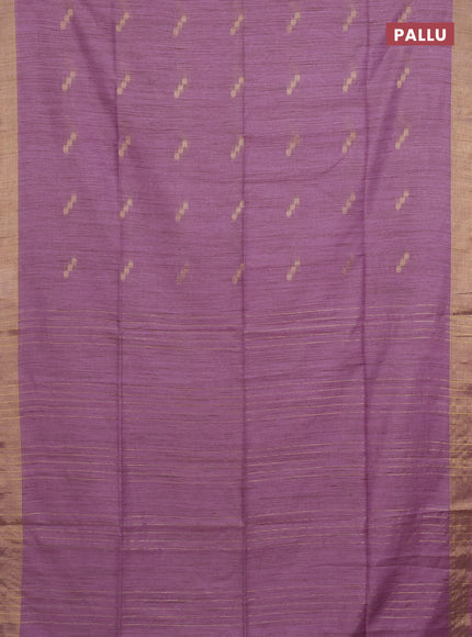 Semi bamboo saree lavender with zari woven buttas and zari woven border