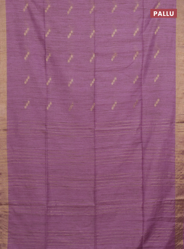Semi bamboo saree lavender with zari woven buttas and zari woven border