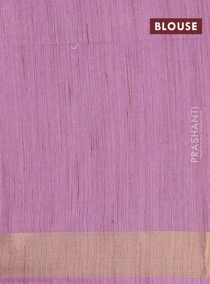 Semi bamboo saree lavender with zari woven buttas and zari woven border