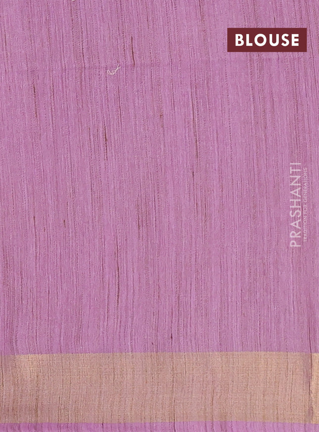 Semi bamboo saree lavender with zari woven buttas and zari woven border