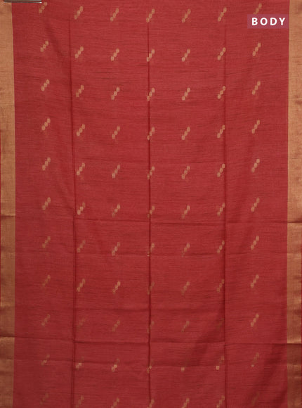 Semi bamboo saree red with zari woven buttas and zari woven border