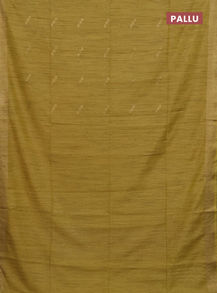 Semi bamboo saree lime yellow with zari woven buttas and zari woven border