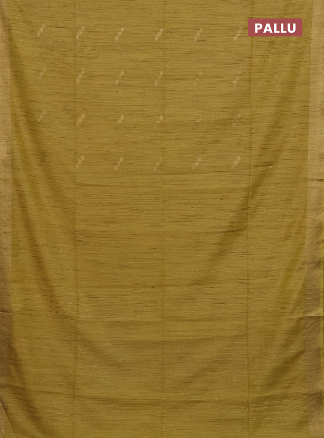 Semi bamboo saree lime yellow with zari woven buttas and zari woven border