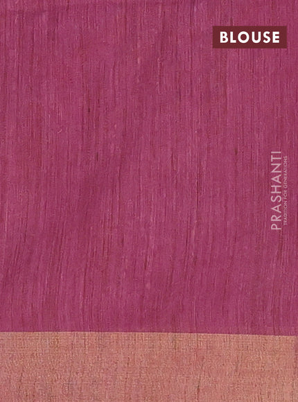 Semi bamboo saree magenta pink with zari woven buttas and zari woven border