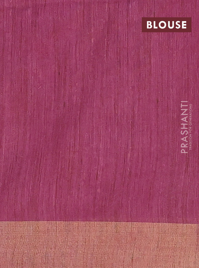 Semi bamboo saree magenta pink with zari woven buttas and zari woven border