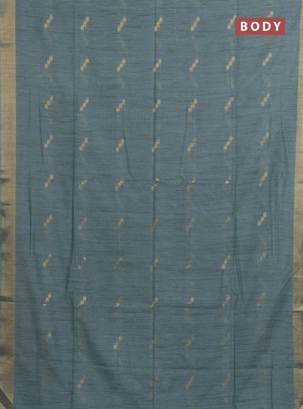 Semi bamboo saree pastel green with zari woven buttas and zari woven border