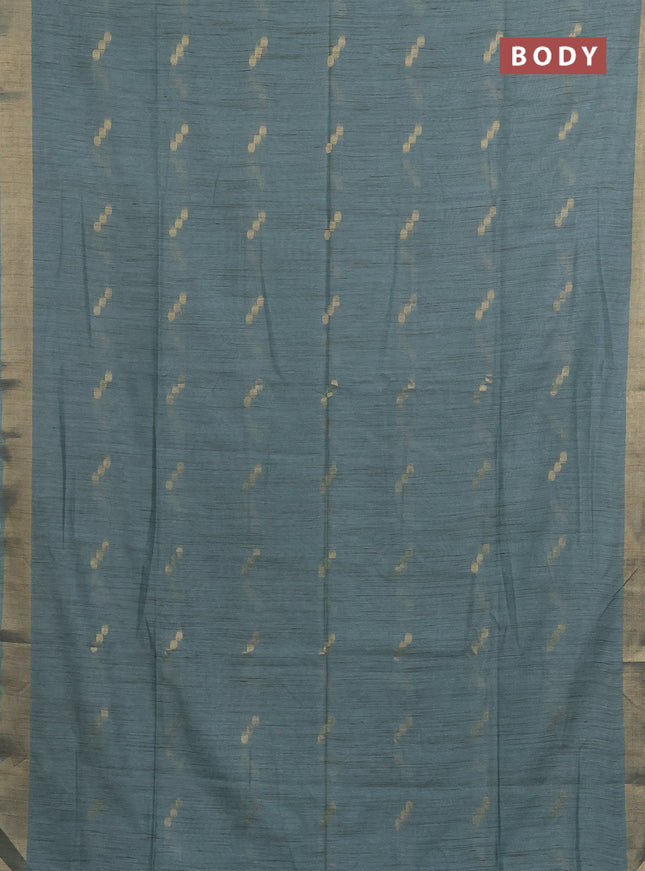 Semi bamboo saree pastel green with zari woven buttas and zari woven border