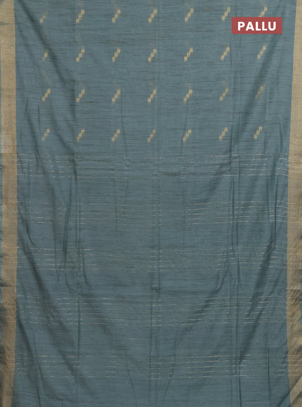 Semi bamboo saree pastel green with zari woven buttas and zari woven border