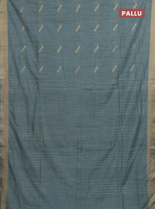 Semi bamboo saree pastel green with zari woven buttas and zari woven border