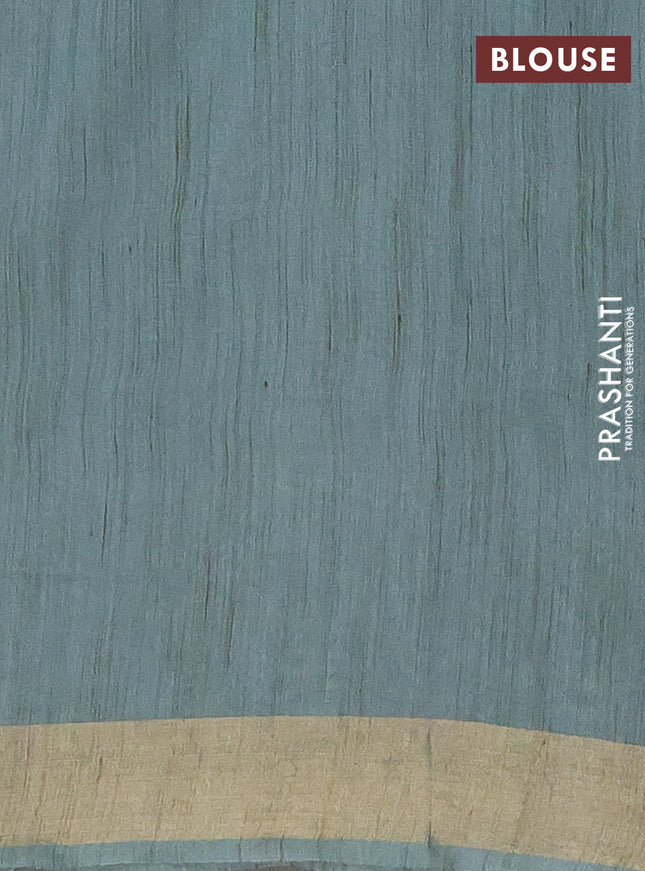 Semi bamboo saree pastel green with zari woven buttas and zari woven border