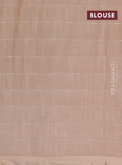 Semi bamboo saree light green and sandal with checked pattern and zari woven border