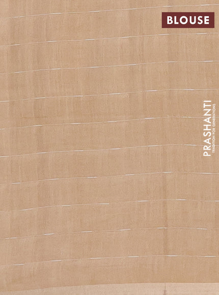 Semi bamboo saree magenta pink and sandal with checked pattern and zari woven border