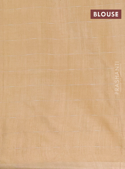 Semi bamboo saree yellow and sandal with checked pattern and zari woven border