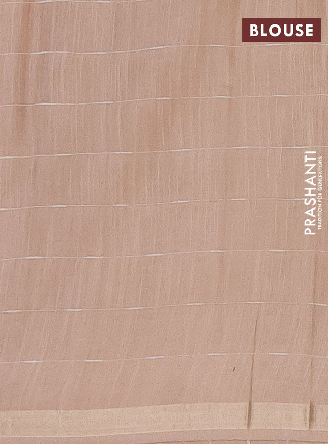 Semi bamboo saree red and sandal with checked pattern and zari woven border