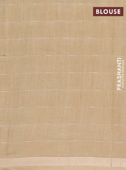 Semi bamboo saree light green and sandal with checked pattern and zari woven border