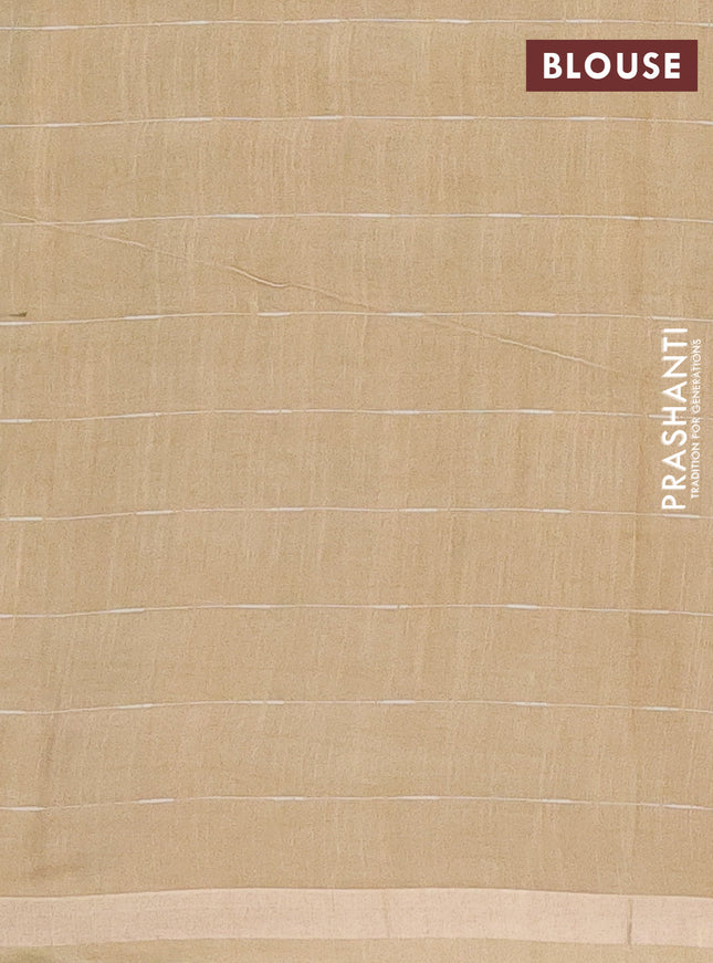 Semi bamboo saree light green and sandal with checked pattern and zari woven border