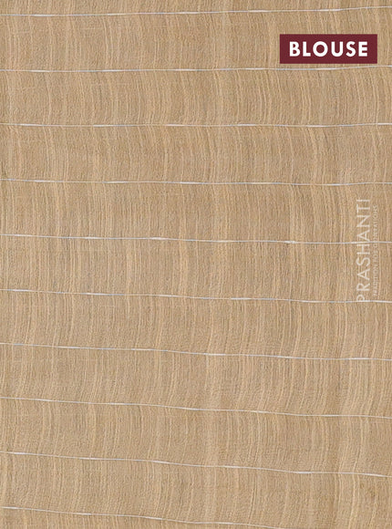 Semi bamboo saree deep jamun and sandal with checked pattern and zari woven border