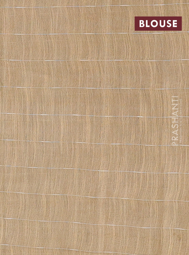 Semi bamboo saree deep jamun and sandal with checked pattern and zari woven border