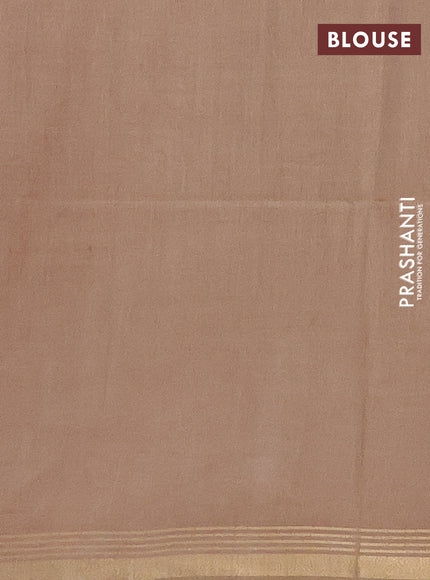 Semi bamboo saree pink with stripes pattern and zari woven border