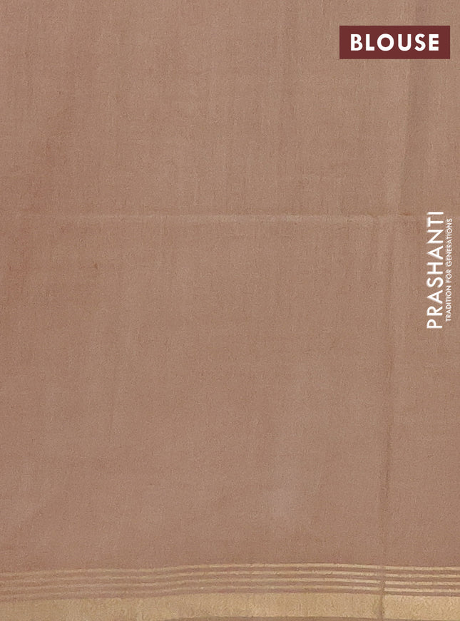 Semi bamboo saree pink with stripes pattern and zari woven border